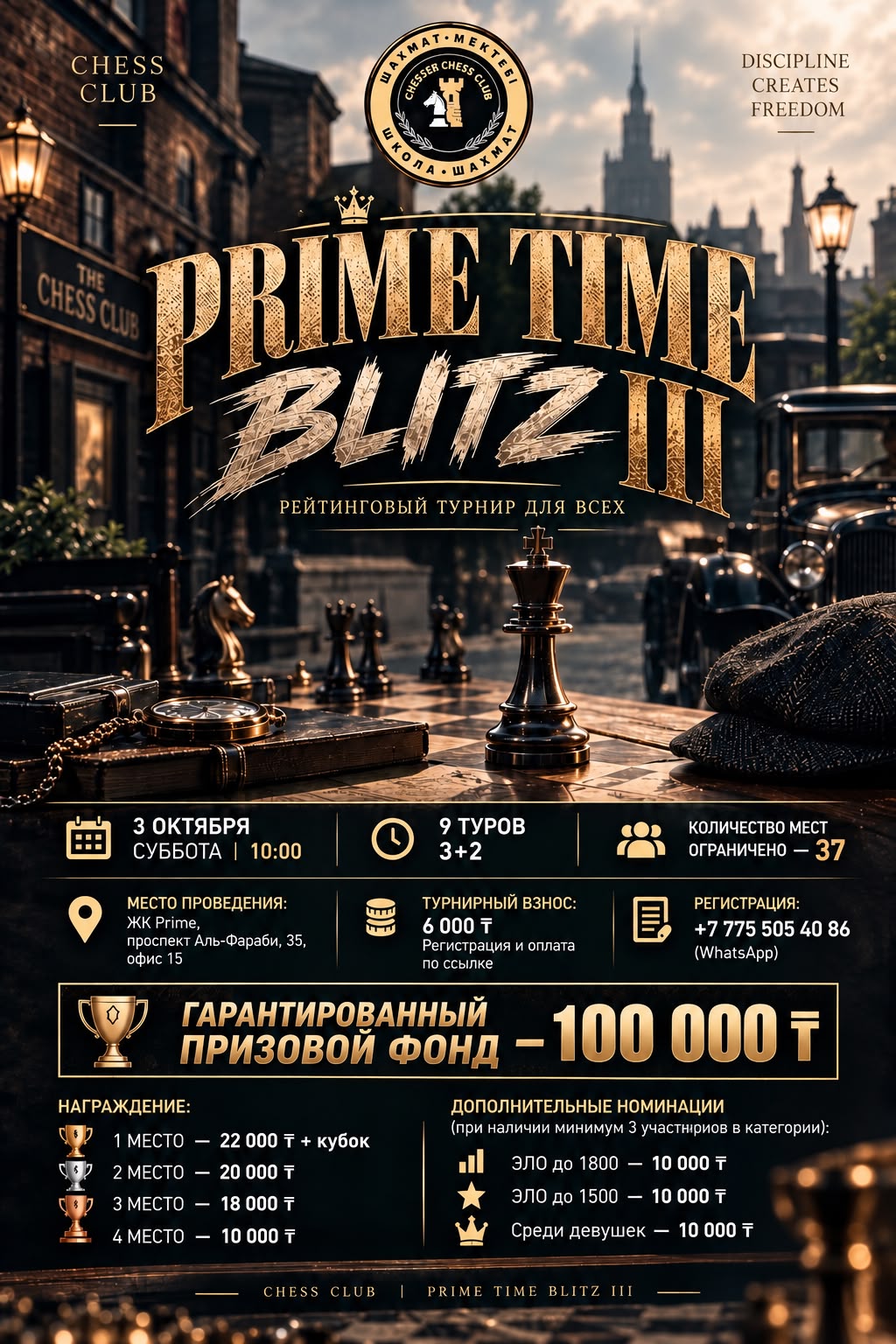 ♟️ PRIME TIME BLITZ 3 Рейтинговый Блиц Турнир для Всех