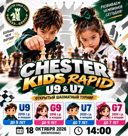 🏆 Chester Kids Rapid U9 & U7♟️ Открытый шахматный турнир до 9 лет